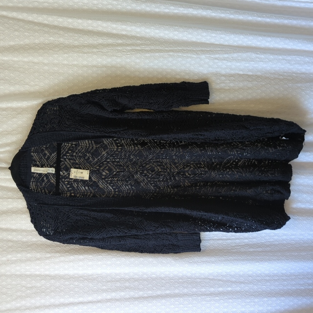 Aeropostale Navy Open Knit Boho Cardigan Duster, L, NWT
